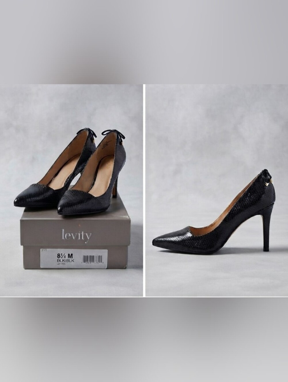Levity Womens Leather Heels Sz 8.5 Black Pointed Toe Pumps Shoes Pre-owned